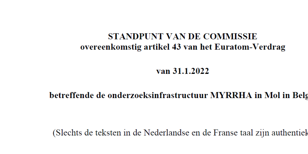 MYRRHA (2022) - In lijn met het EURATOM-verdrag