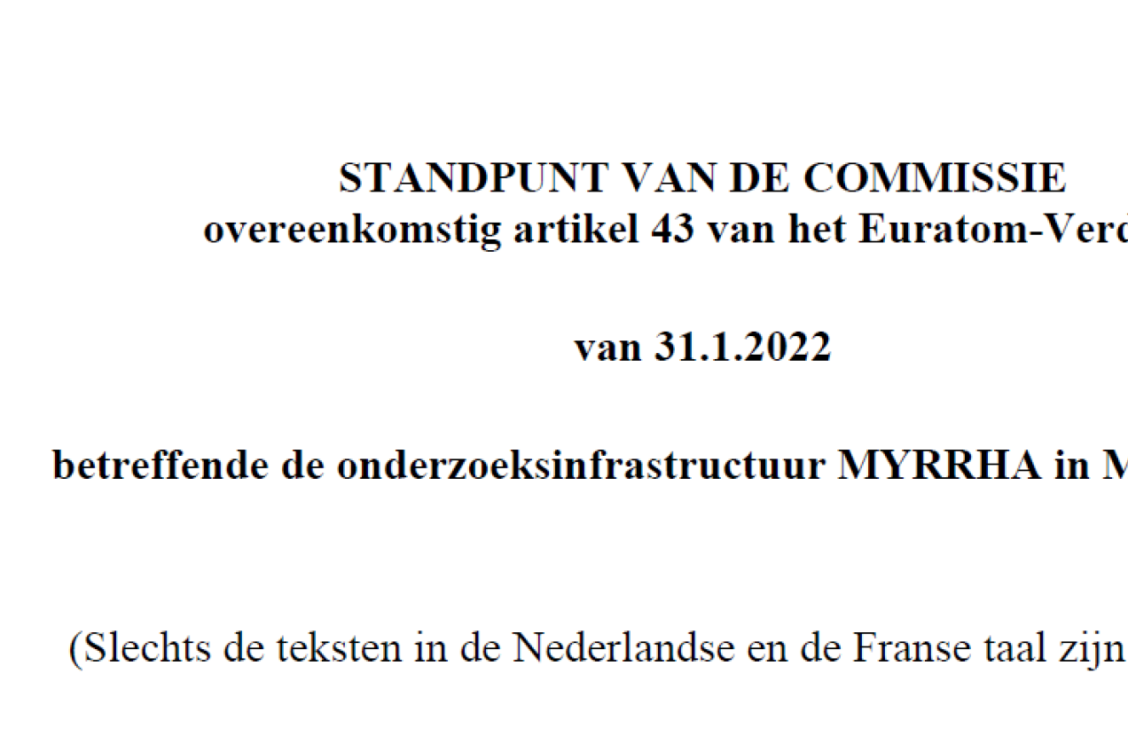 MYRRHA (2022) - In lijn met het EURATOM-verdrag